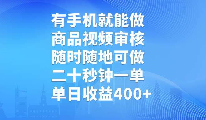 （14446期）有手机就能做，商品视频审核，随时随地可做，二十秒钟一单，单日收益400+-问小徐资源库