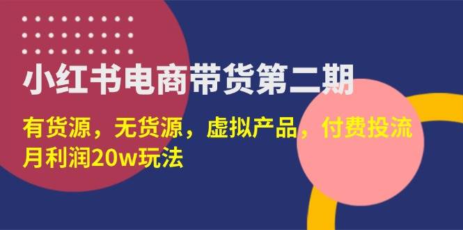 （14186期）小红书电商带货第二期，有货源，无货源，虚拟产品，付费投流，月利润20w-问小徐资源库