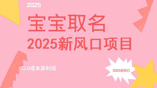 （14593期）2025新风口项目宝宝取名，0成本高利润，附保姆级教程，月入过万不是梦-问小徐资源库