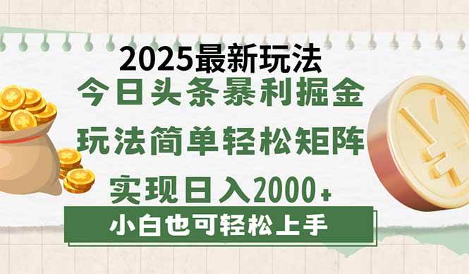 （14120期）今日头条2025最新玩法，思路简单，复制粘贴，轻松实现矩阵日入2000+-问小徐资源库