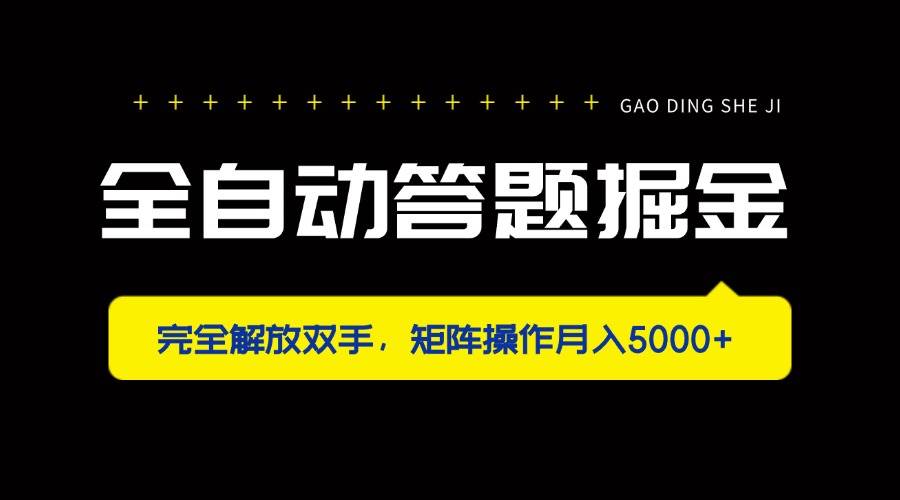（14337期）全自动答题掘金，完全解放双手，矩阵操作月入5000+-问小徐资源库
