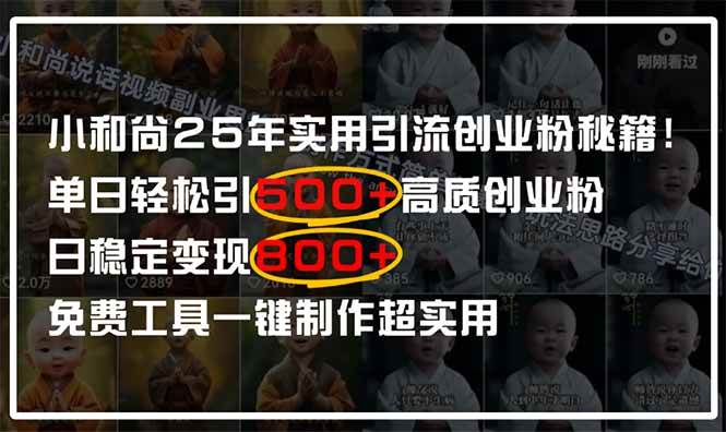 （14436期）小和尚2025年实用引流秘籍！单日轻松引500+高质量创业粉，日变现800+，…-问小徐资源库