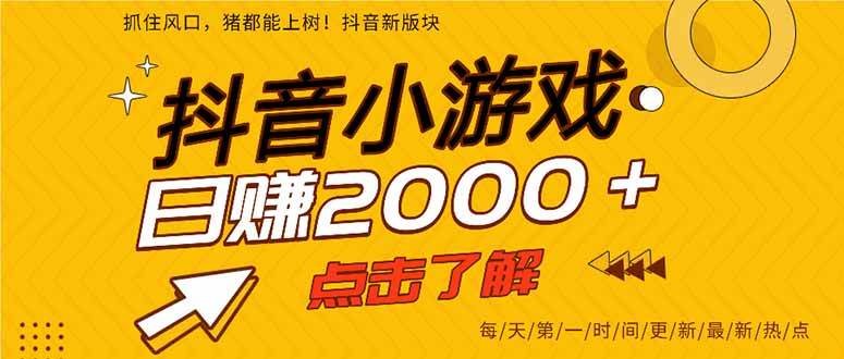 （14319期）抖音小游戏，最新风口项目，亲测单游戏2000+感兴趣点击了解。-问小徐资源库