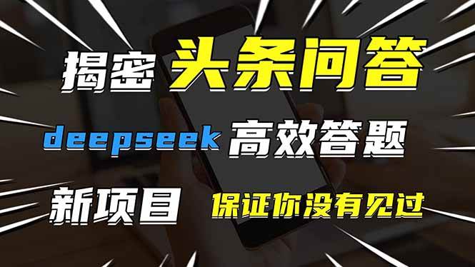 （14480期）头条问答，刚出的新玩法！保证你没见过！用DeepSeek去高效答题，一个账…-问小徐资源库