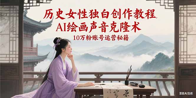 （15186期）历史女性独白创作教程，AI绘画声音克隆术，10万粉账号运营秘籍-问小徐资源库