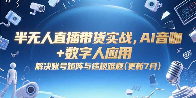 （15280期）半无人直播带货实战，AI音咖+数字人应用 解决账号矩阵与违规难题(更新7月)-问小徐资源库
