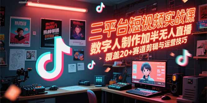 （15265期）三平台短视频实战课，数字人制作加半无人直播，覆盖20+赛道剪辑与运营技巧-问小徐资源库