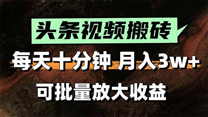 （15582期）2025最新副业玩法！AI搬运视频发头条，无脑发布也能月入过万！-问小徐资源库