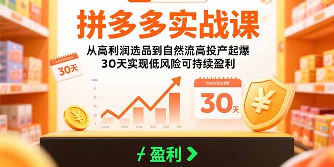 （15586期）拼多多实战课：从高利润选品到自然流高投产起爆 30天实现低风险可持续盈利-问小徐资源库