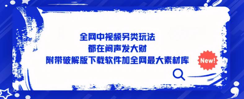 全网中视频另类玩法，都在闷声发大财，附带破解版下载软件加全网最大素材库-问小徐资源库