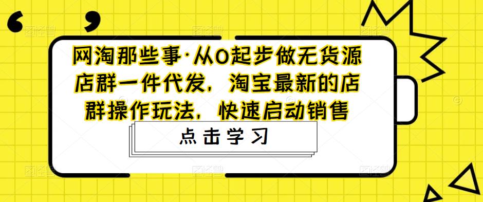 网淘那些事·从0起步做无货源店群一件代发，淘宝最新的店群操作玩法，快速启动销售-问小徐资源库