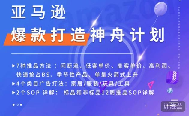 亚马逊爆款打造神舟计划，​7种推品方法，4个类目广告打法，2个SOP详解-问小徐资源库