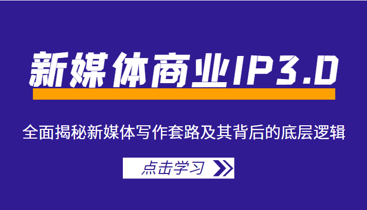 新媒体商业IP3.0，全面揭秘新媒体写作套路及其背后的底层逻辑（价值1299元）-问小徐资源库