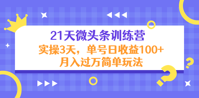 21天微头条训练营，实操3天，单号日收益100+月入过万简单玩法-问小徐资源库