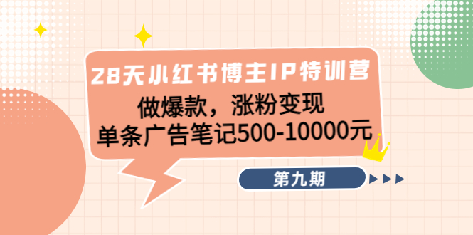 28天小红书博主IP特训营《第9期》做爆款，涨粉变现 单条广告笔记500-10000-问小徐资源库