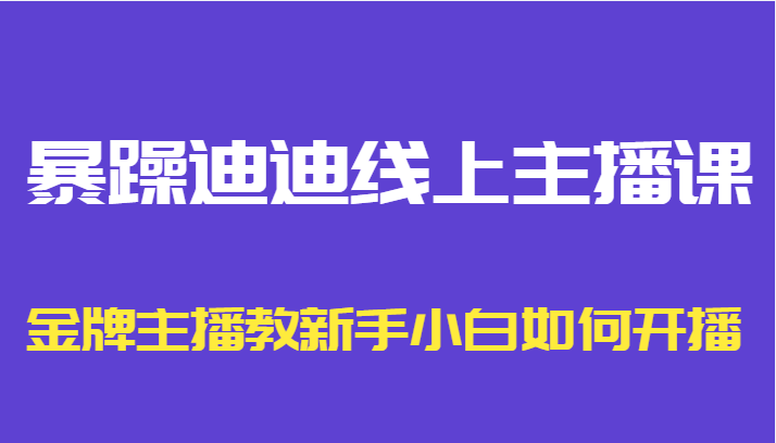 暴躁迪迪线上主播课，金牌主播教新手小白如何开播-问小徐资源库