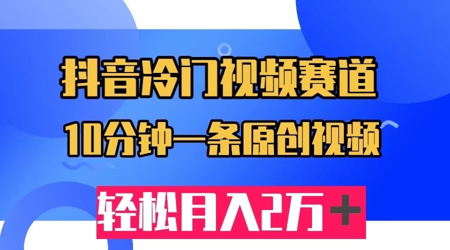 抖音冷门视频赛道，10分钟一条视频，轻松月入2W＋-问小徐资源库