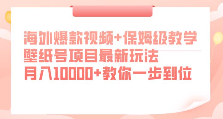 海外爆款视频+保姆级教学，壁纸号项目最新玩法，月入10000+教你一步到位【揭秘】-问小徐资源库