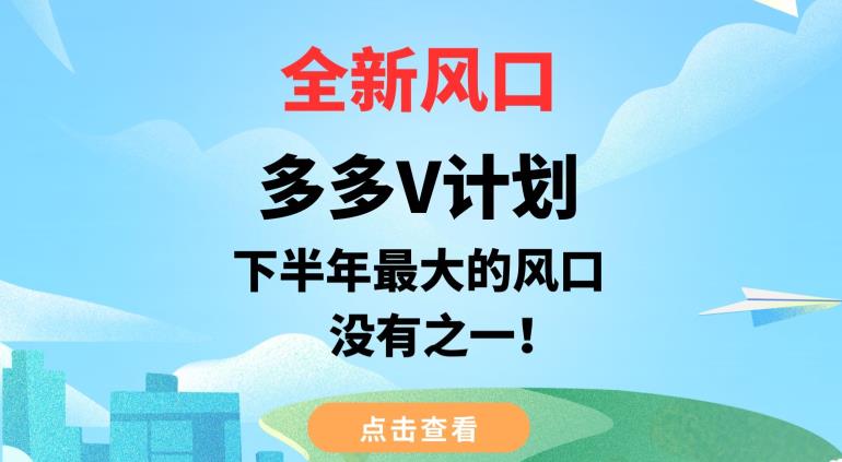 全新风口，多多V计划，下半年最大的风口项目，没有之一【揭秘】-问小徐资源库
