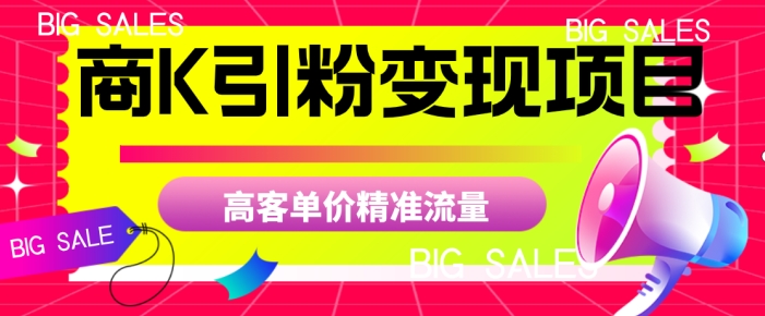 商K引粉变现项目，高客单价精准流量【揭秘】-问小徐资源库