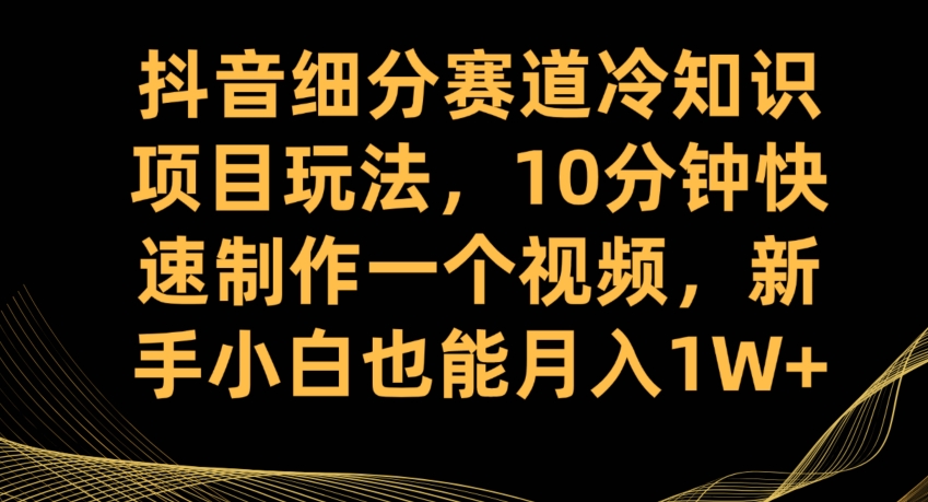抖音细分赛道冷知识项目玩法，10分钟快速制作一个视频，新手小白也能月入1W+【揭秘】-问小徐资源库