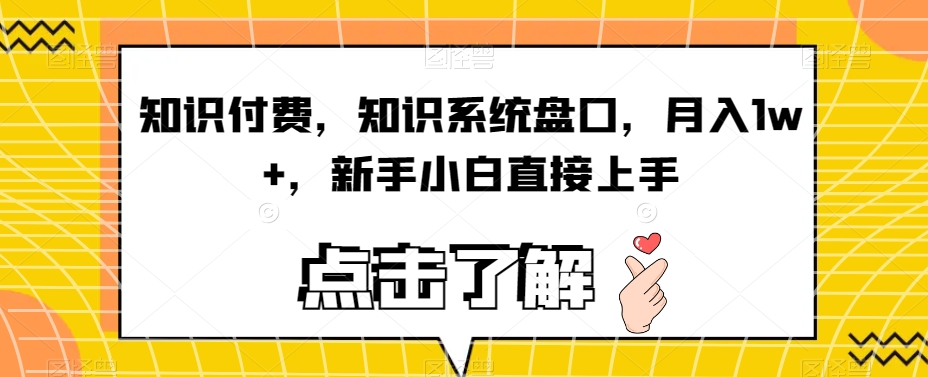 知识付费，知识系统盘口，月入1w+，新手小白直接上手-问小徐资源库