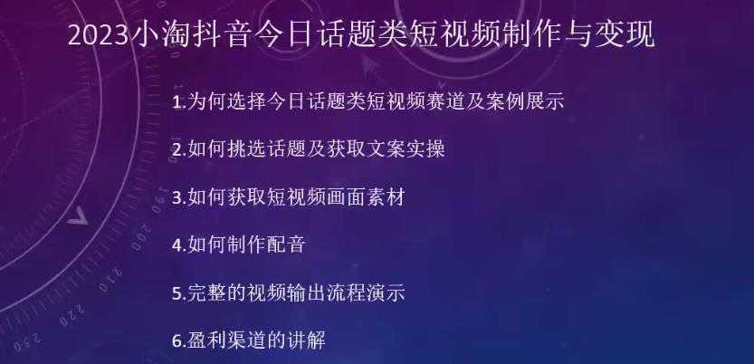 2023小淘抖音今日话题类短视频制作与变现，人人都能操作的短视频项目-问小徐资源库