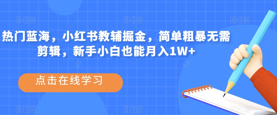 热门蓝海，小红书教辅掘金，简单粗暴无需剪辑，新手小白也能月入1W+【揭秘】-问小徐资源库