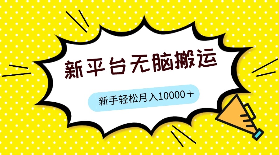 新平台用软件无脑搬运，月赚10000+，小白也能轻松上手-问小徐资源库