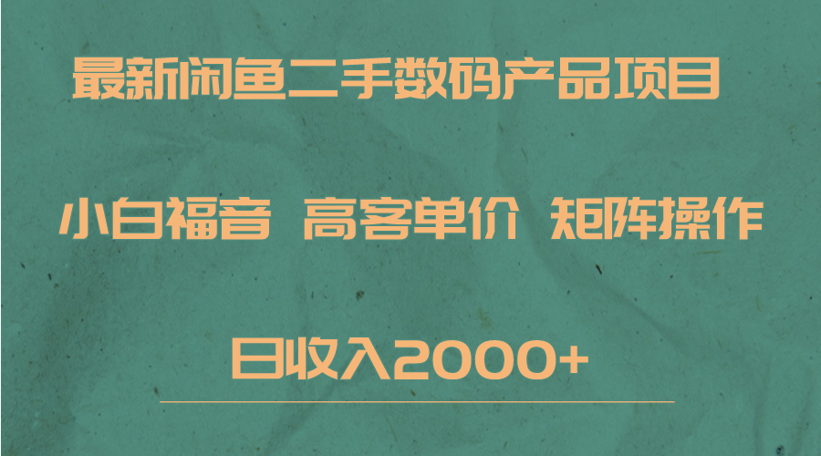 最新闲鱼二手数码赛道，小白福音，高客单价，矩阵操作，日收入2000+-问小徐资源库