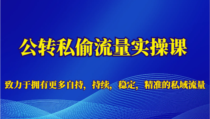 公转私偷流量实操课，致力于拥有更多自持，持续，稳定，精准的私域流量-问小徐资源库