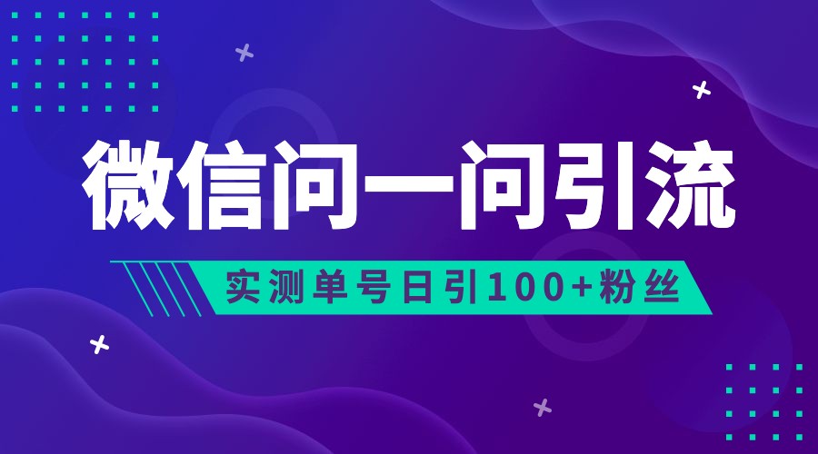 2023年最新流量风口：微信问一问，可引流到公众号及视频号，实测单号日引流100+-问小徐资源库