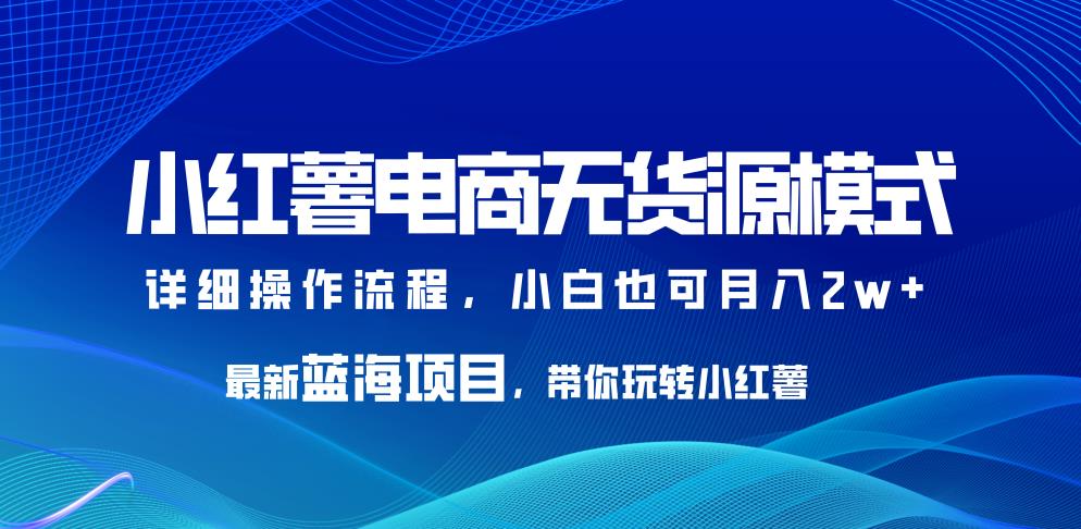 小红薯电商无货源模式，最新蓝海项目，带你玩转小红薯，小白也可月入2w+【揭秘】-问小徐资源库