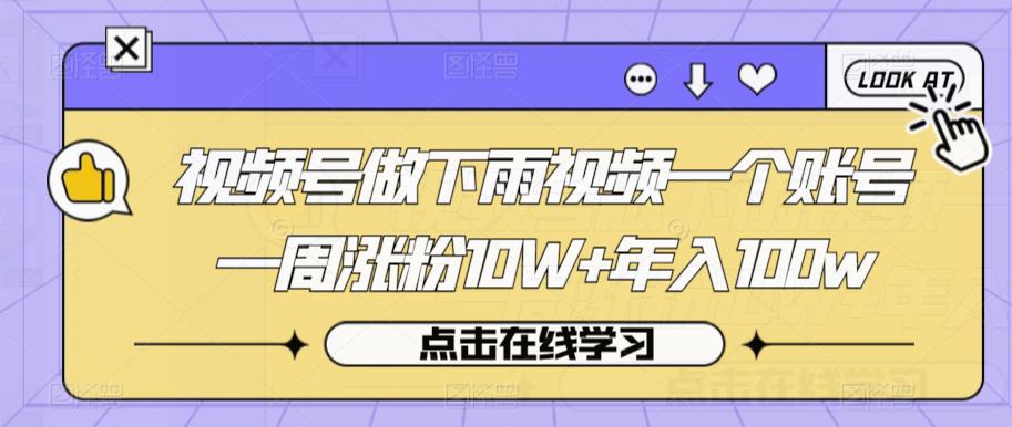 视频号做下雨视频一个账号一周涨粉10W+年入100w【揭秘】-问小徐资源库