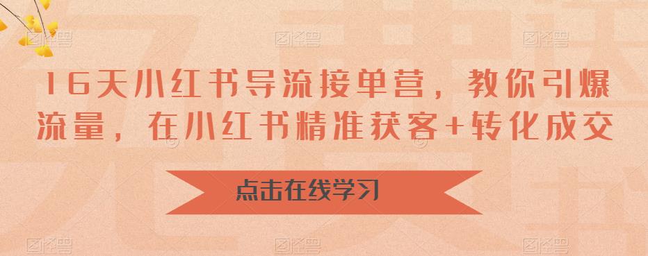16天小红书导流接单营，教你引爆流量，在小红书精准获客+转化成交-问小徐资源库
