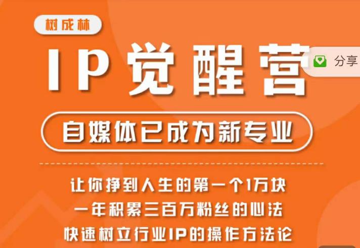 树成林·IP觉醒营，快速树立行业IP的操作方法论，让你赚到人生的第一个1万块-问小徐资源库