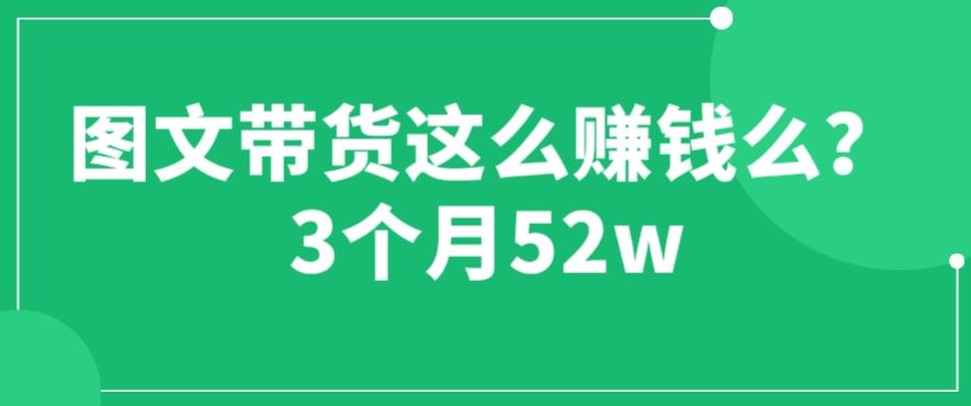 图文带货这么赚钱么? 3个月52W 图文带货运营加强课【揭秘】-问小徐资源库