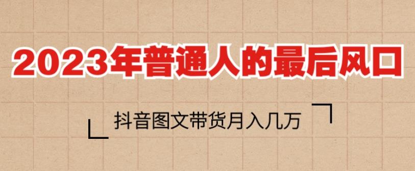 2023年普通人的最后风口，抖音图文带货月入几万，只需一部手机即可操作-问小徐资源库