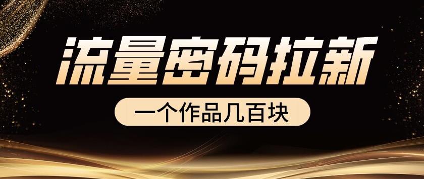 流量密码拉新项目， 一个作品几百块-问小徐资源库